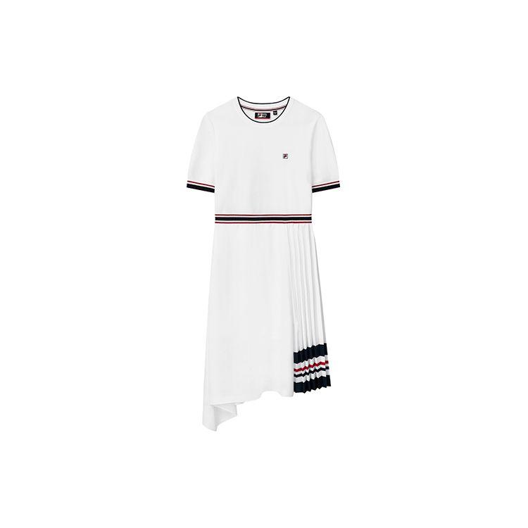 Fila Casual Breathable Round Neck Fashion Sports Short Sleeve Dress Women Dresses Standard-White F11W131314F-WT