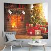 Merry Christmas Tapestry Winter Fireplace Tapestry Christmas Tree Gifts Wall Hanging Home Living Room Bedroom Dorm Tapestries