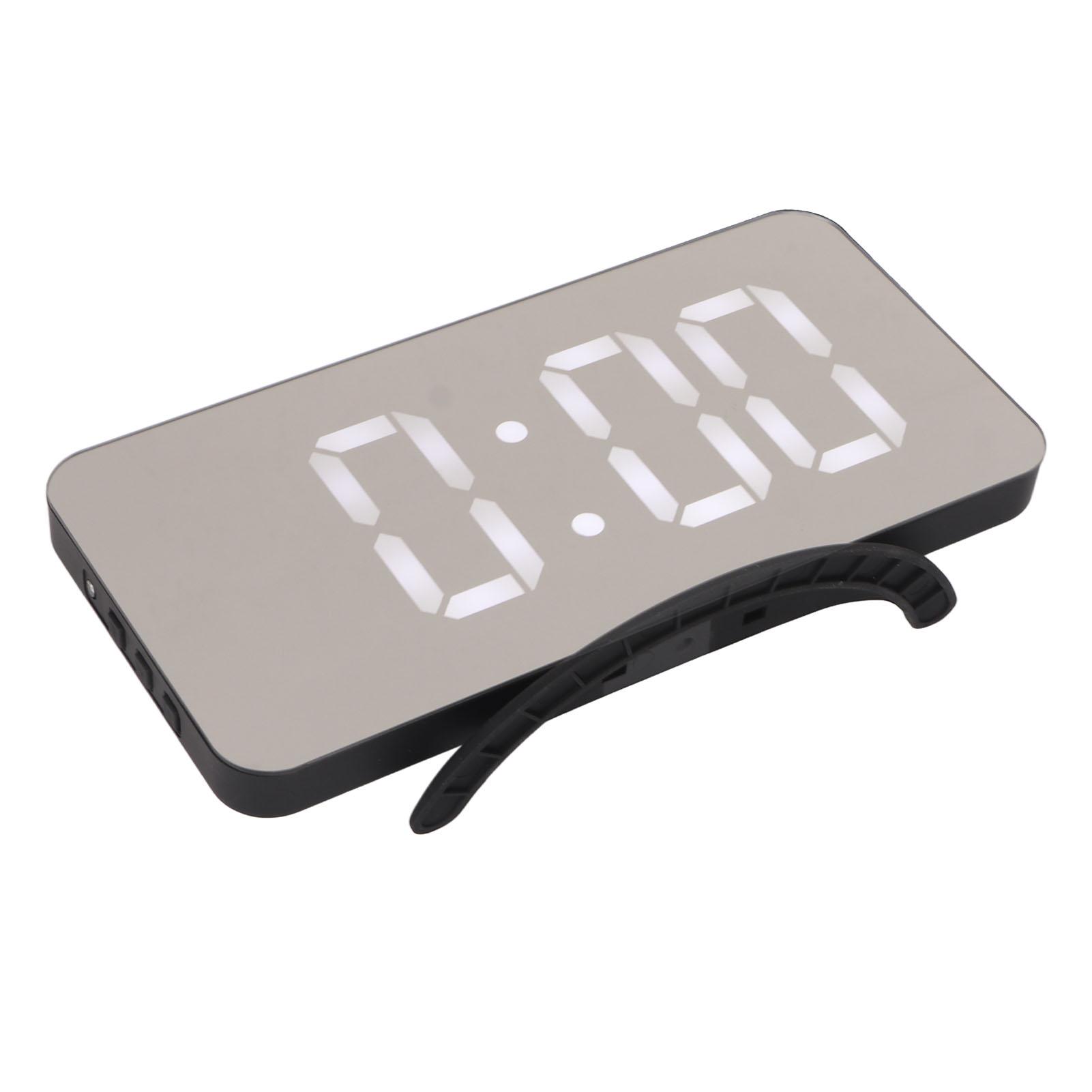 

Будильник с двойным USB-выходом, 3 уровня яркости, светочувствительный, отображение времени и температуры, светодиодный зеркальный будильник, черный