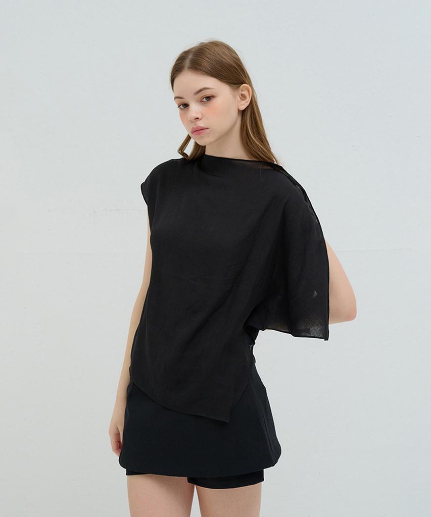 Kamino Asymmetrical Off-Shoulder Blouse Black