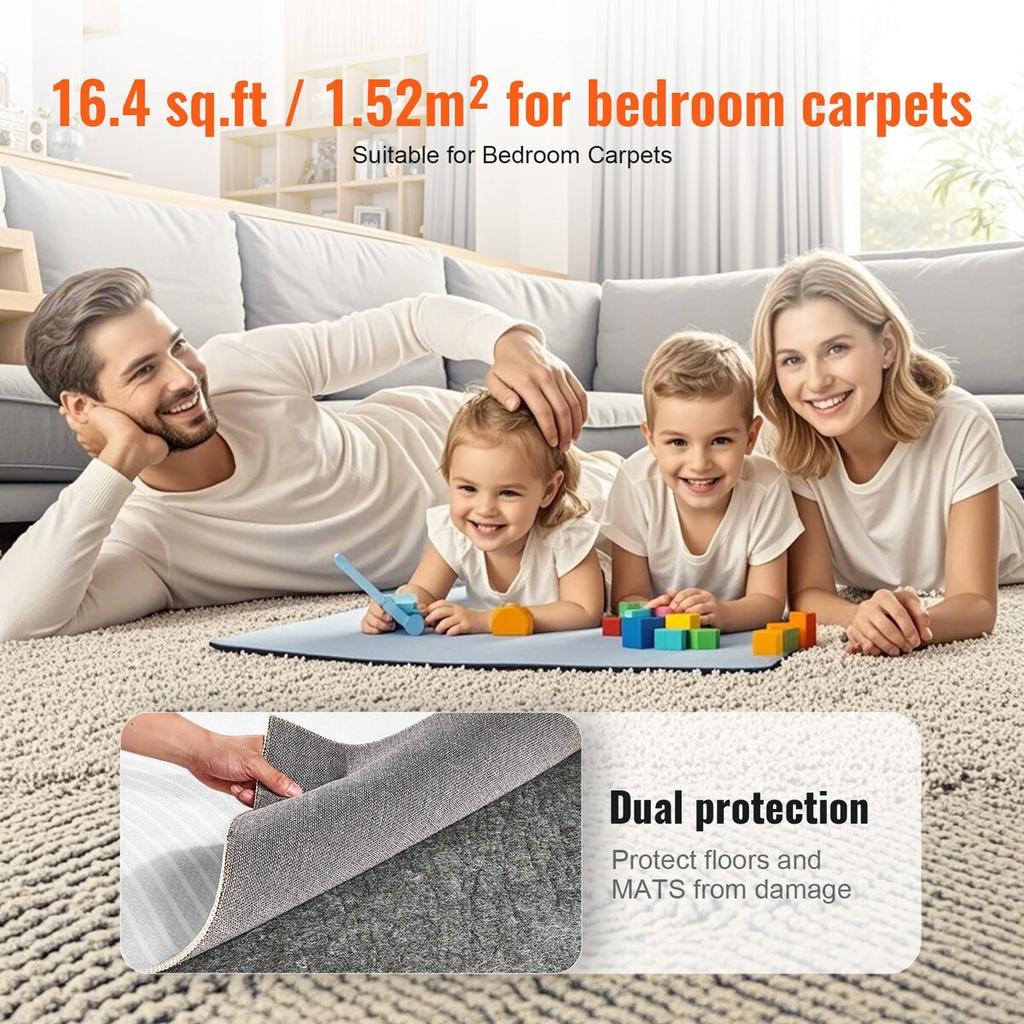 Non Slip Rug Pad Gripper 60.2 x 96 in Carpet Mat 0.24" Thick for Floor