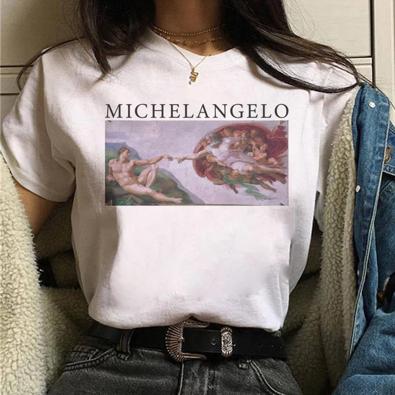 Vaporwave Michelangelo Tshirt Aesthetic T Shirt Women Fashion Harajuku Tshirt Casual Graphic T-shirt Tee Female Tops Tee Clothe
