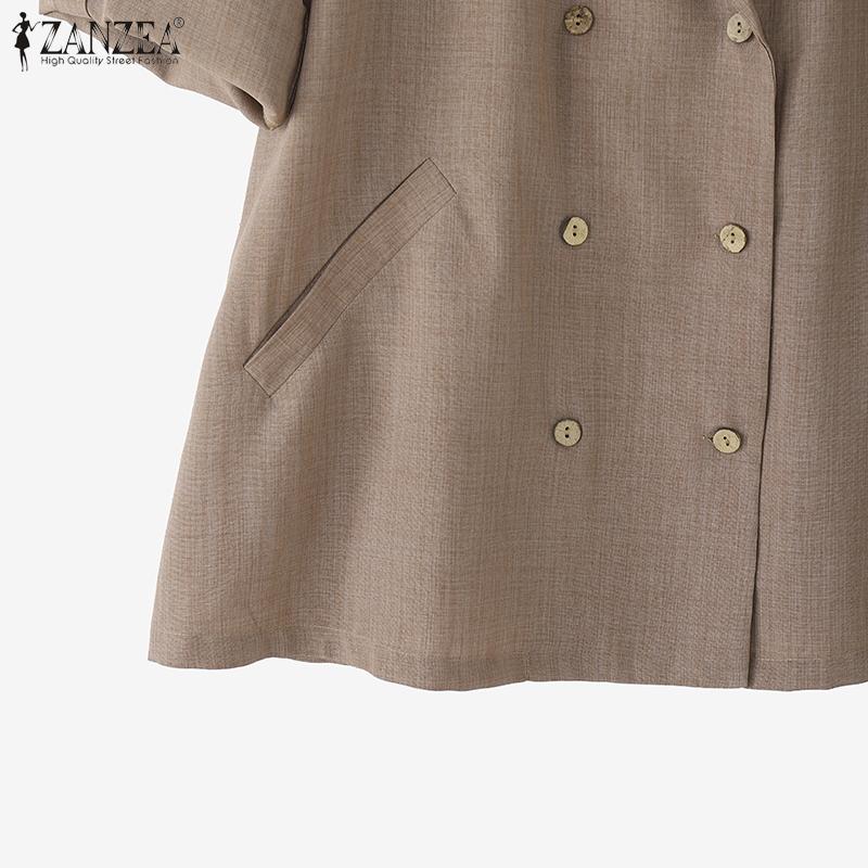 ZANZEA Womens Casual Solid Color Loose 3/4 Sleeve Thin Cardigan Outwear