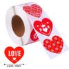 500pcs 1inch Red Love Shaped Stickers Roller Mother's Day Valentine's Day Sticker with Glittering Patterns Gift Decoration Label