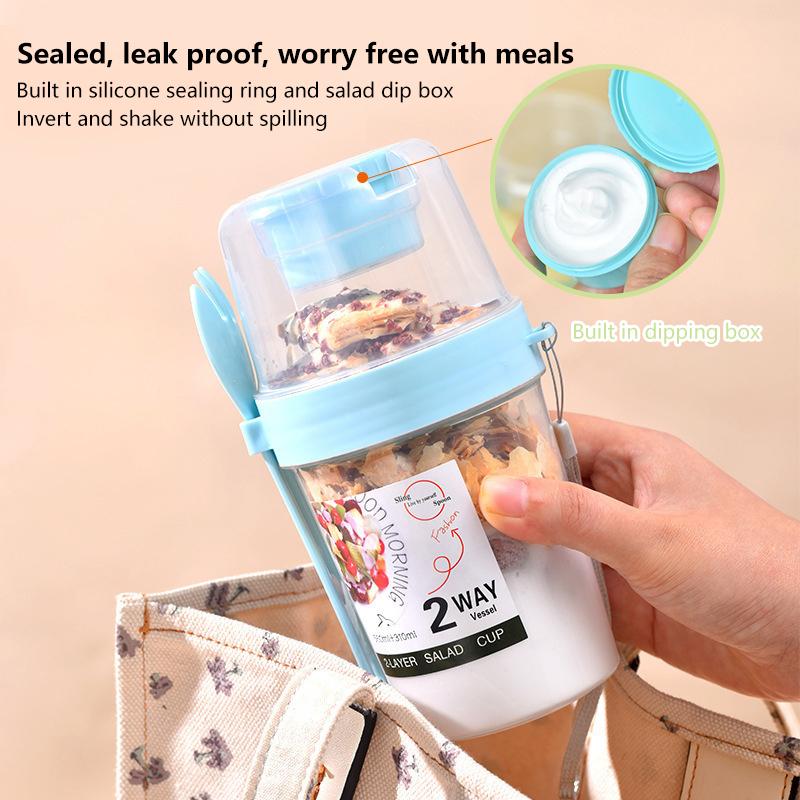 Snídaně ovoce Ovesný jogurtový salátový kelímek s víčkem lžička Dvouvrstvý úložný prostor potravin Přenosný fitness kelímek pro snížení hmotnosti