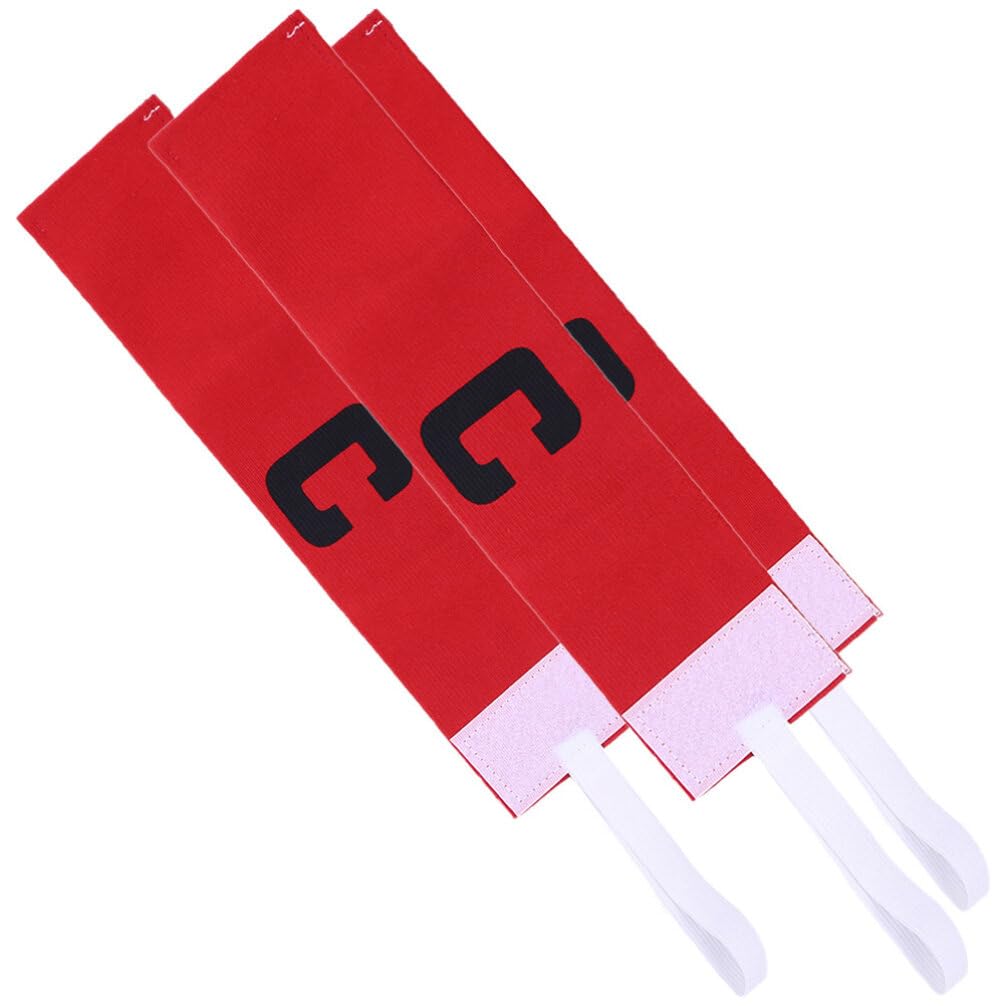 

LIOOBO Soccer Accessories Captain Adjustable Elastic Sports Set Armband, Armband, Armband, 3-Piece (Red)