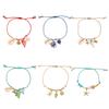 Adjustable Charm Bracelet Ceramic Starfish Shell Fish Pendant Braided Rope Jewelry for Casual Wear Gift Ideas