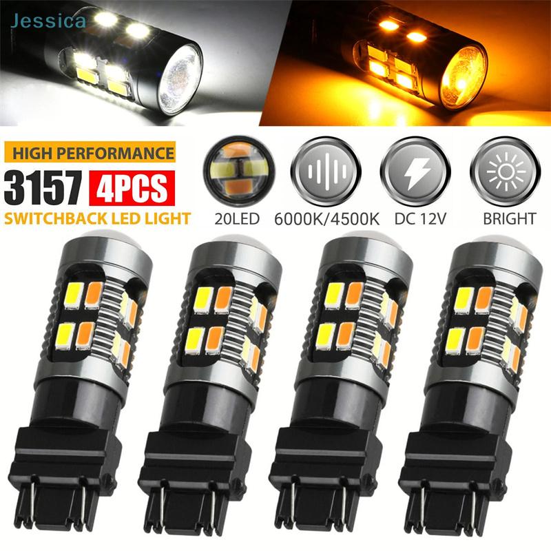 Led Light Dual Color Bulb T25 3157 P27-7W 5630 20Smd Canbus Car Brake Reverse Lamp Turn Signal White Amber