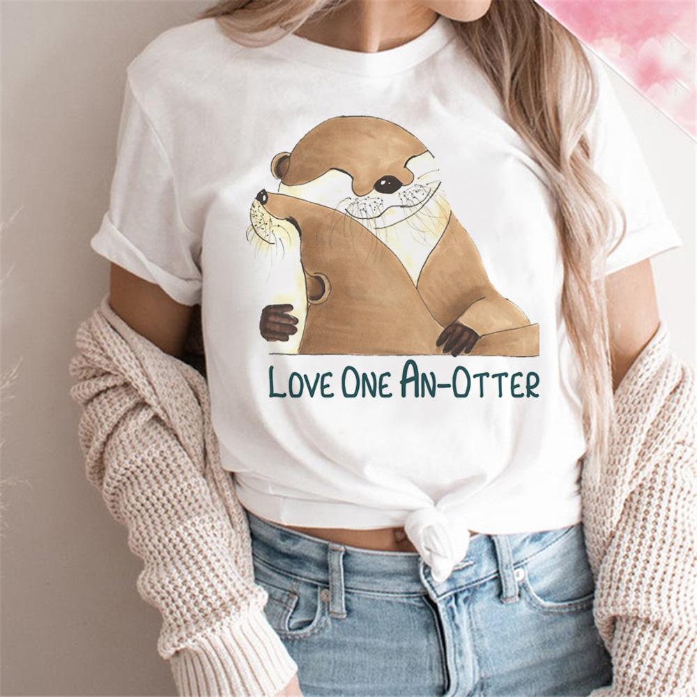 

Otters t shirt women manga Tee female graphic harajuku Japanese clothes S