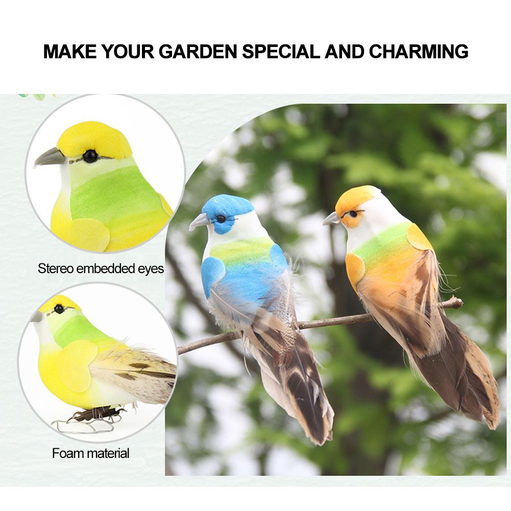 12Pcs Beautiful Colorful Simulation Foam Bird Decor Garden Plants Decoration Ornament