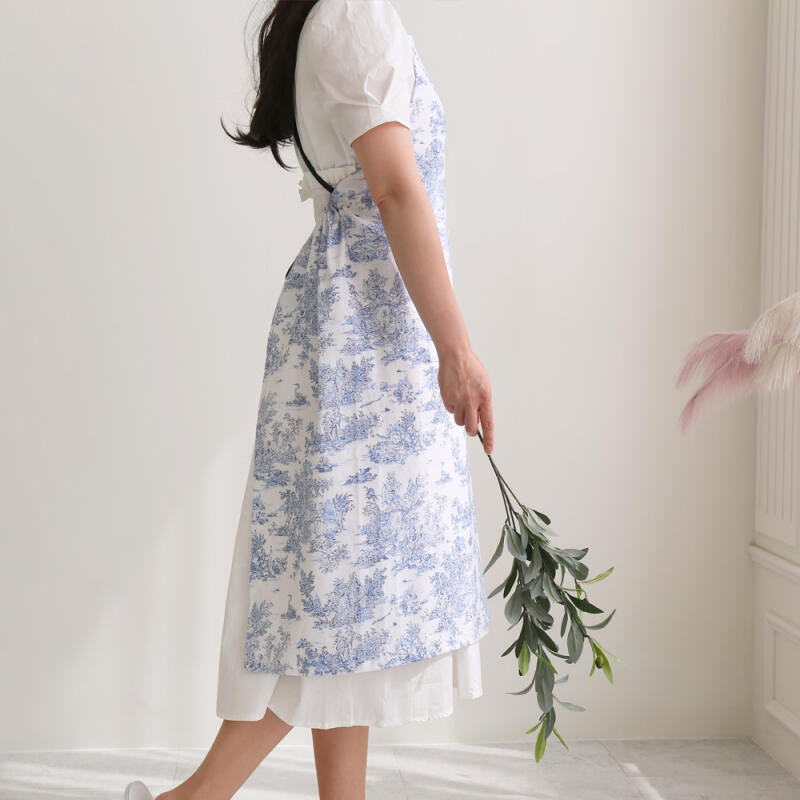 Alps Toile Pocket Linen Dress Apron single color