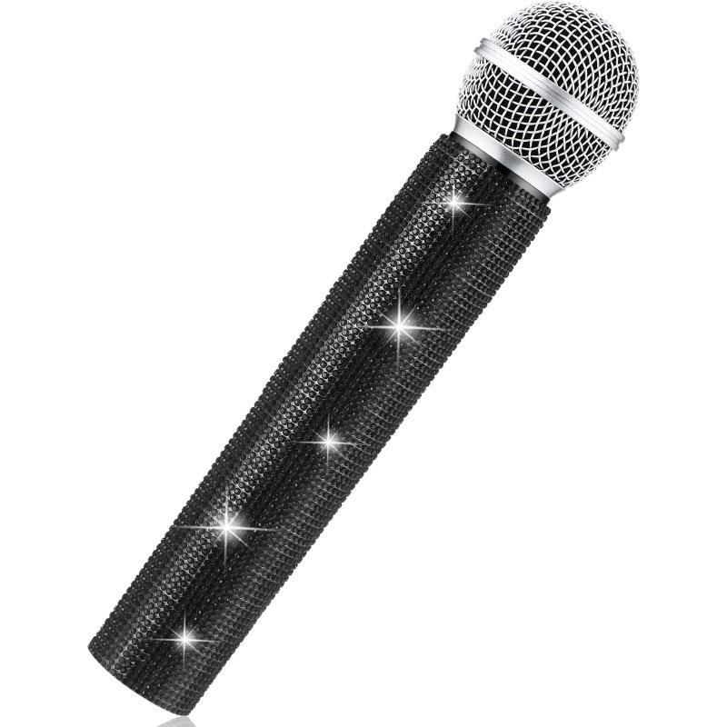 Rhinestone Diamond Microphone Cover for Children's Performance (Prop Only, Mic Not Included)