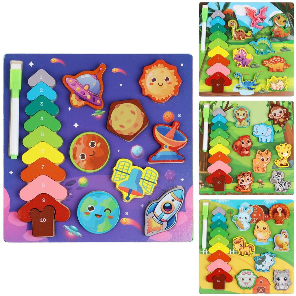 Wooden Shape Matching Animals Dinosaurs Insects Puzzle Board For Kids Learning And Development