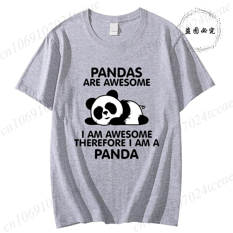Pandas Are Awesome Print Unisex Tshirt Casual Tshirt Summer Lazy Panda Animal Graphic Fashion Female Tee T Shirts Unisex Clothing