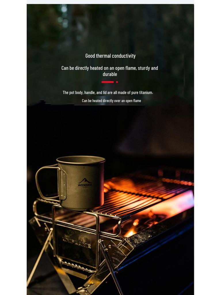 Widesea Lightweight Titanium Camping Cup with Lid - Portable and Easy to Store Tableware
