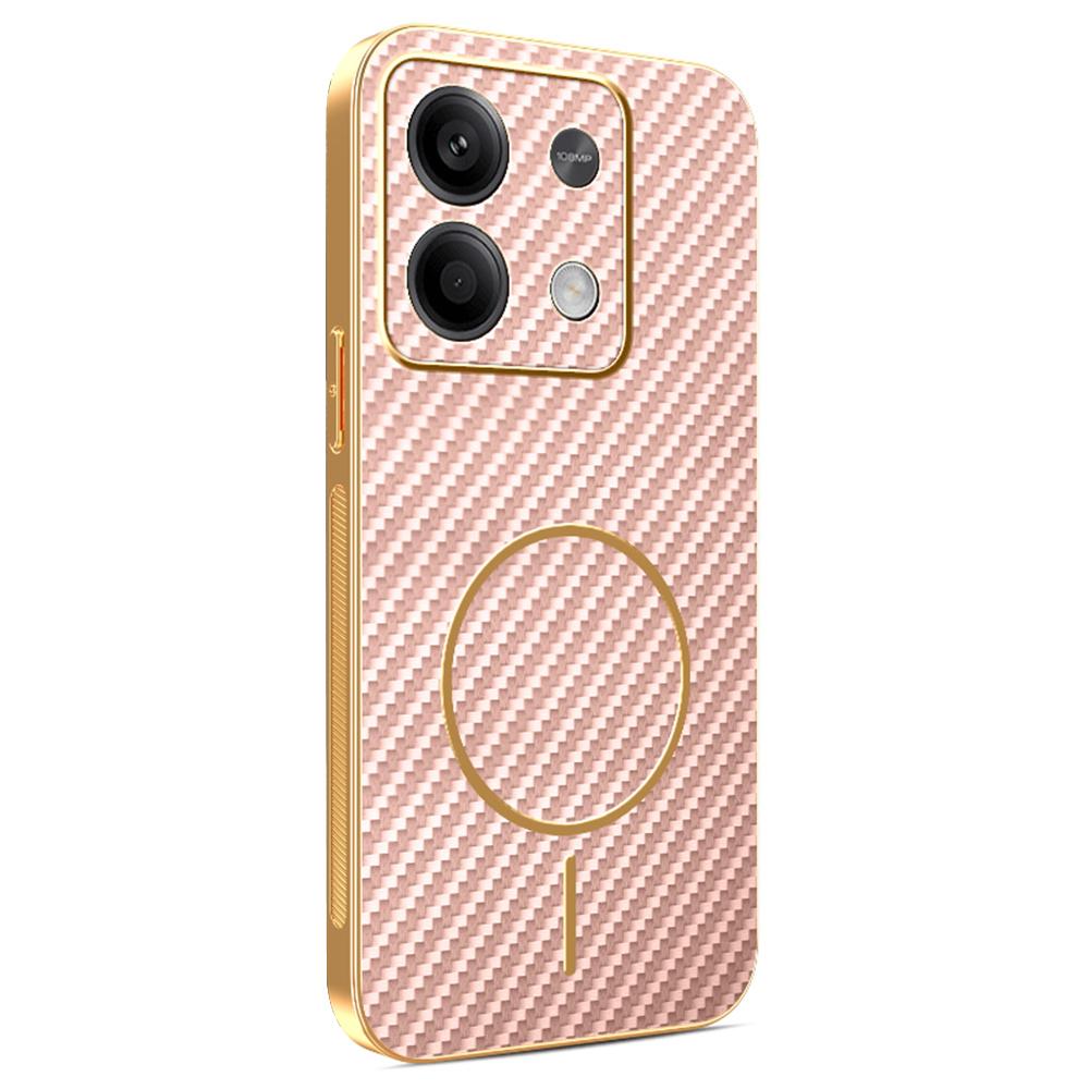 For Xiaomi Redmi Note 13 5G Phone Case Carbon Fiber Textured Electroplated TPU Back Cover