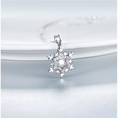 Colgante de Moissanita de 0,5 Quilates Color D VVS1 Forma de Copo de Nieve Cadena de Plata de Ley 925 Collar Joyería de Moda para Mujer