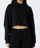 Oversized Cropped Logo Hoodie Black