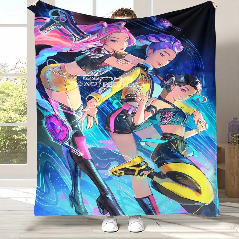 

K-Pop Demon Hunters Golden Saja Boys Flannel Blanket,Ultra Soft Warm Plush Throw for Home Bedroom Bed Sofa Cover Office picnic 75x90cm