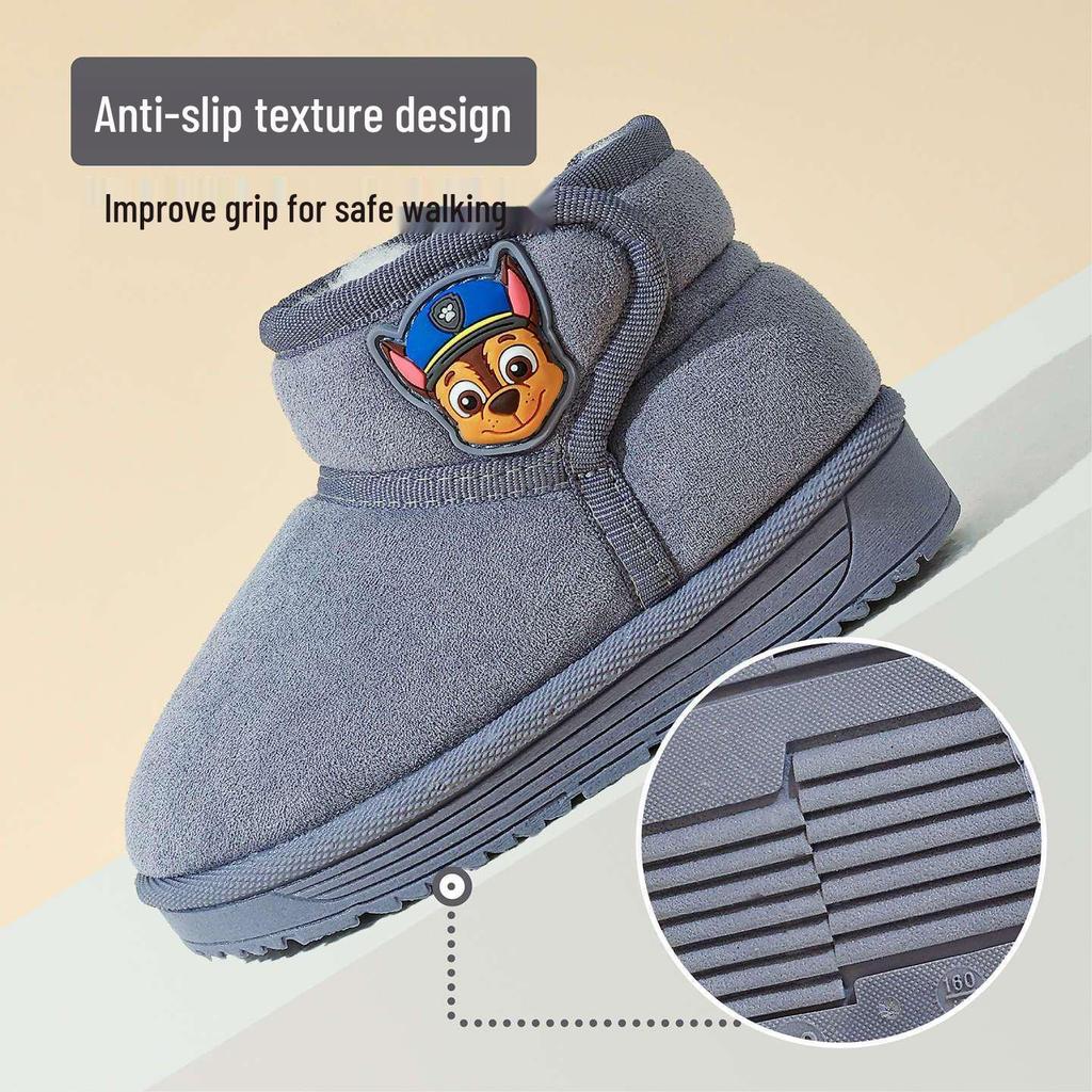 Paw Patrol Kids' Winter Velvet Cotton Shoes, Non-slip Soft Sole, Warm Boots for Boys.