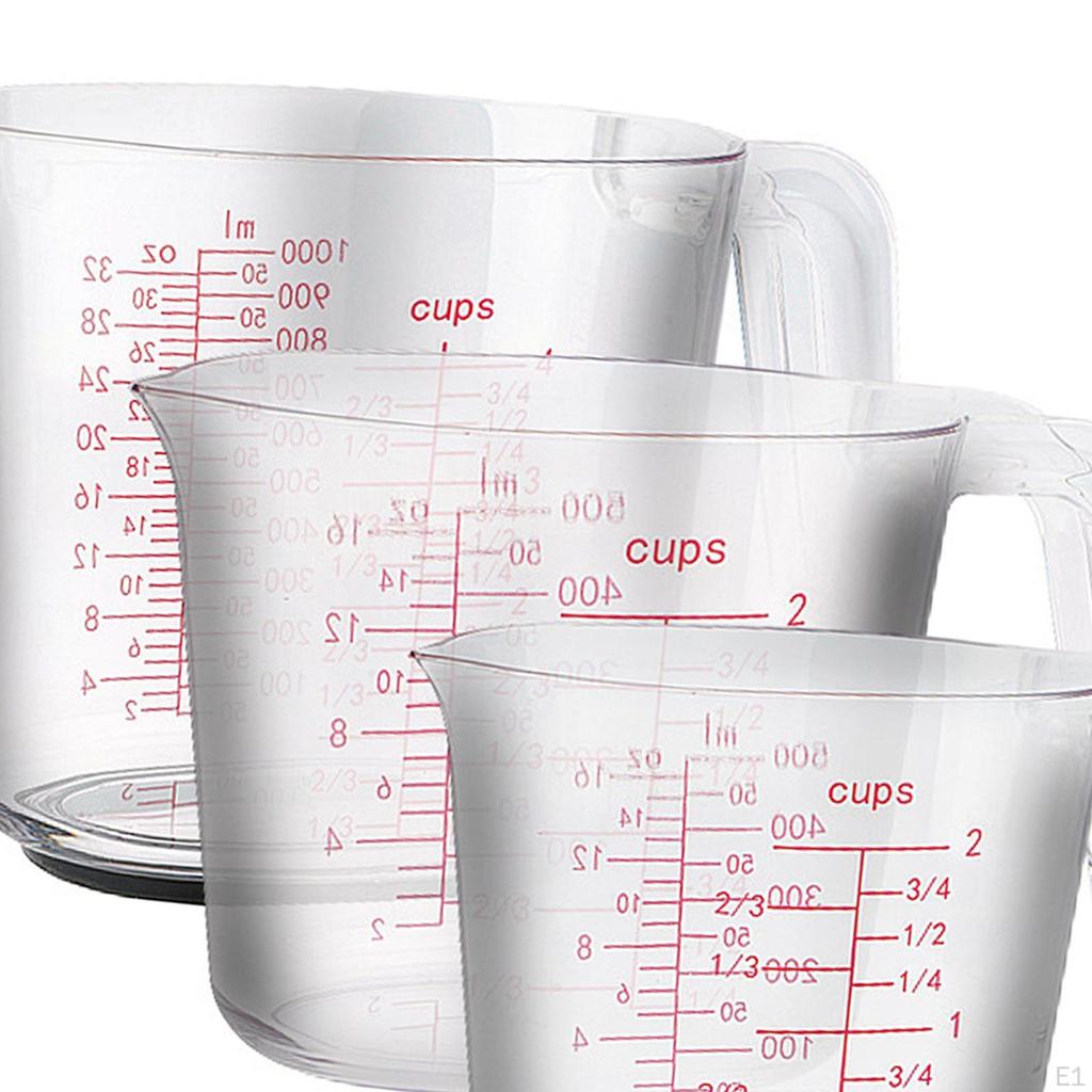 3 Pieces Measuring Cup Set Jug Stackable Kitchen Utensils with Double Scale V Shaped Spout