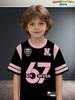 T-shirt Meme 67 pour Enfants Drôle Impression Numérique 3D Numéro 67 Maillot de Football T-shirt Style Maillot Lâche Mode Vêtements pour Enfants