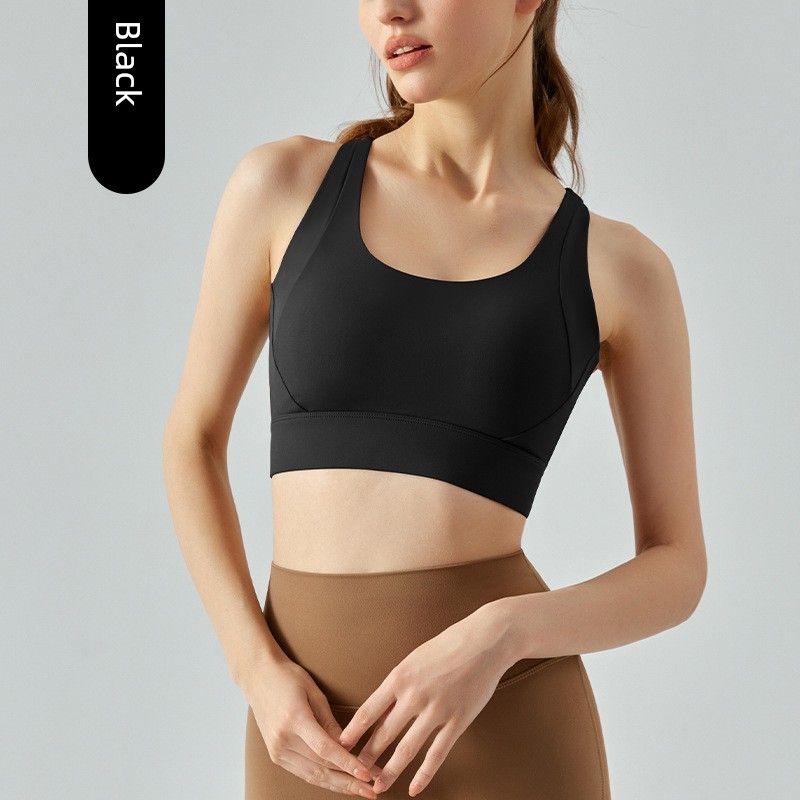

High-Intensity Exercise Intimates One-Piece Chest Pad Seamless Hook and Eye Closure Shockproof Push-up Fashion Nude Feel Workout Bra Women S Black