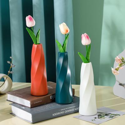 Nordic Flower Vase Imitation Ceramic Flower Pot Plastic Vase Ornament Home Living Room Decorations