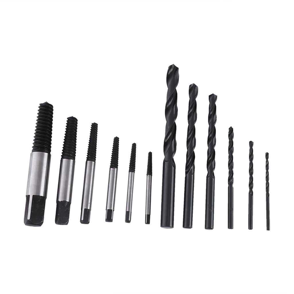 12 Pcs Practical Broken Nut Screw Extractor Bolts Studs Remover Tools Set with Drills