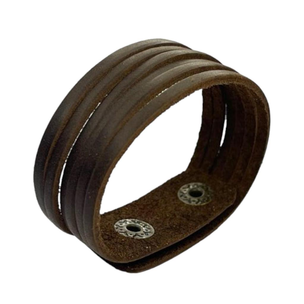 Wide Retro Leather Bracelet In Blue