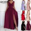 Women's Fashion Summer Spring Solid Color Print Sleeveless V-Neck Casual Dresses
