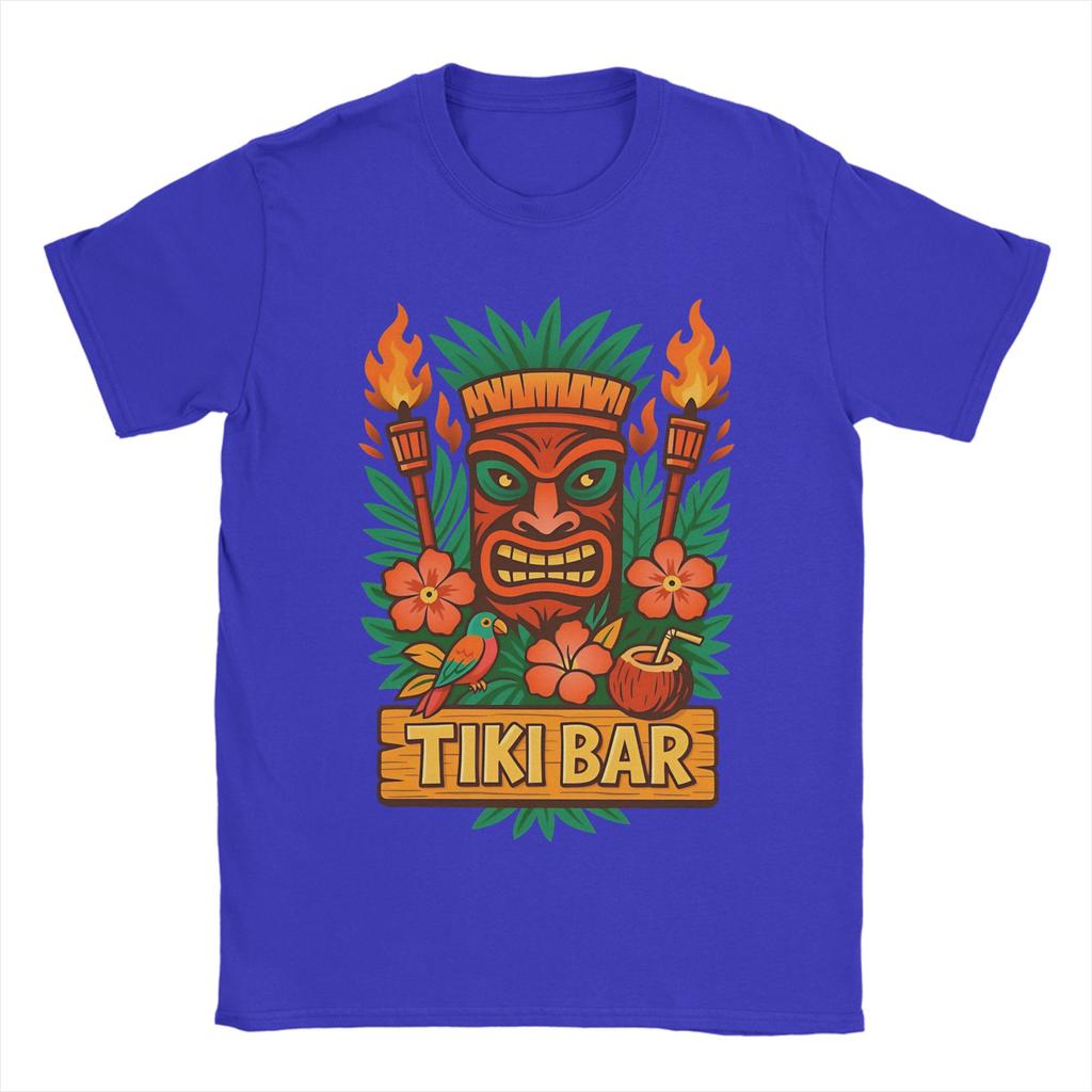Retro Tiki Mask Tropical Fire Vibes Unisexs T Shirt  Creative Tees Short Sleeve Crewneck TShirts Cotton Printed Clothing
