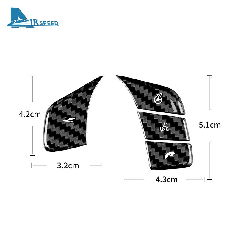 For Chevrolet Corvette C8     Real Hard Carbon Fiber Car Steering Wheel Button Cover Interior Trim Accessories