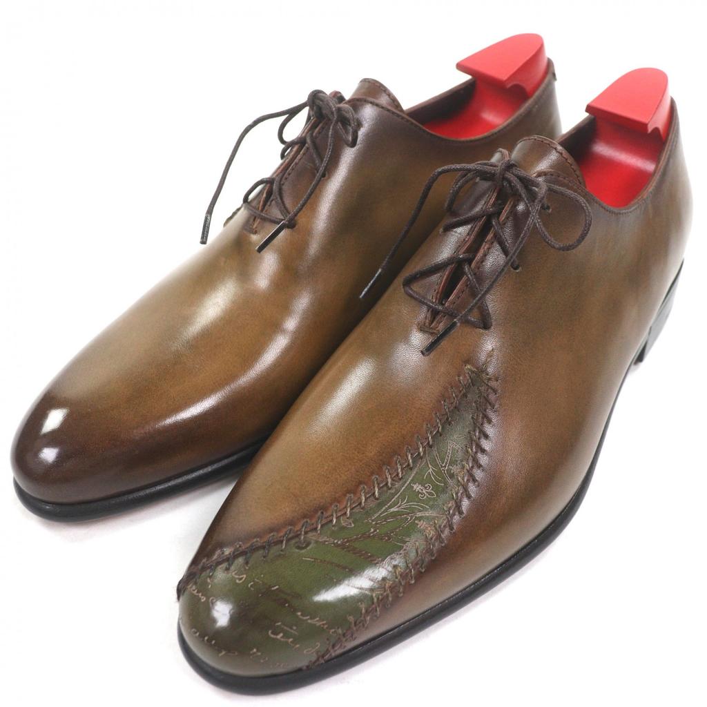 Pristine BERLUTI Leather Shoes Lapierre Prisse Khaki Leather Mens 6.5 Used