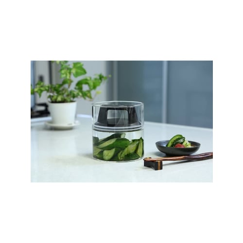 Fujisho Felio Glass Storage Canister, 900cc, with Air Reducer, Regular Size, One-Touch Operation, Airtight, Anti-Oxidation, No Color Transfer, F8745 (