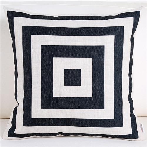 Personalisierte Schwarz-Weiß Dekorative Kissenhülle Geometrie Polyester Sitz-Taillen-Kissenbezug für Sofa Heimdeko