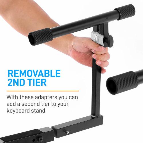 PYLE Heavy-Duty Portable Music Stand, Z-Shaped, Portable, Height-Adjustable, with Second Tier, Ideal for Digital Keyboards, Digital Pianos, and Home S