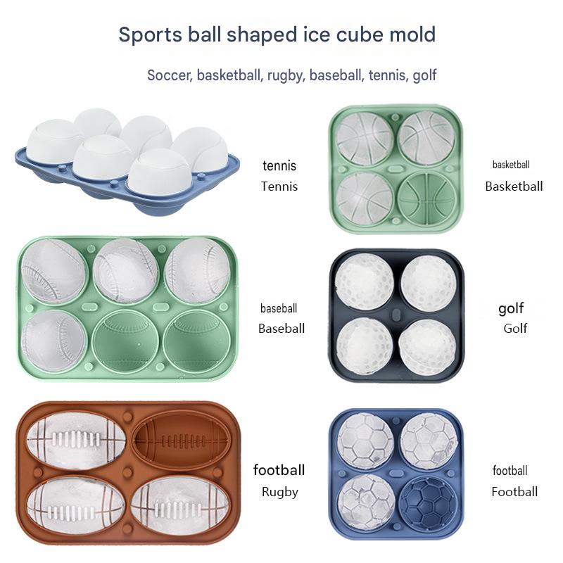 Creative Silicone Ice Mold Set - Soccer, Basketball, Football, Golf, Baseball, Tennis, Hockey Ice Ball Tray - Multipurpose Ice Cube Tray for Kitchen