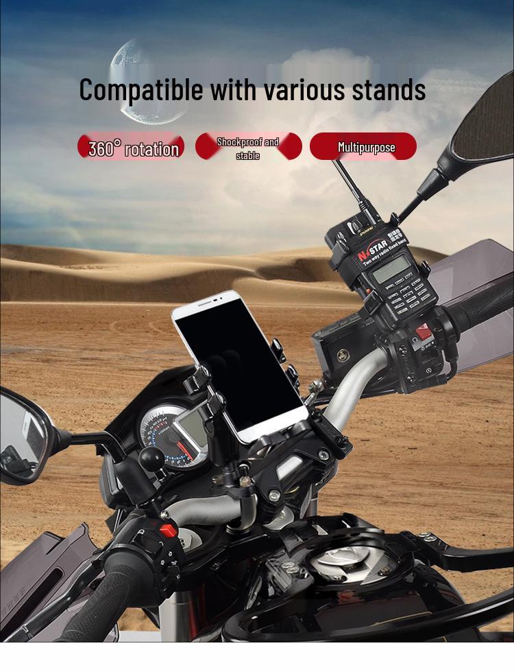 U-Shaped Motorcycle Phone Holder with Fixed Ball Head and T-Shaped Handlebar Clamp
