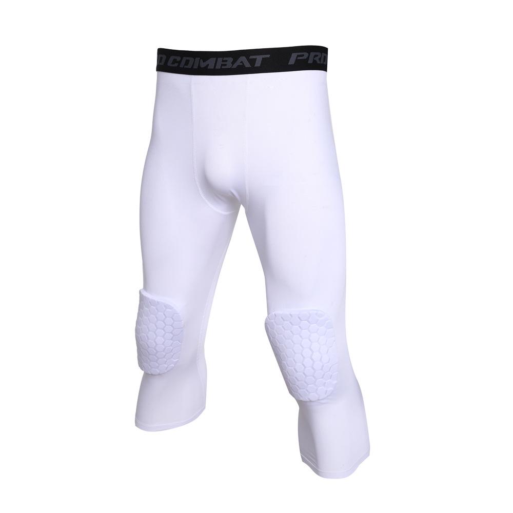 Men's Seven-Point Honeycomb Compression Basketball Pants with Knee Protection