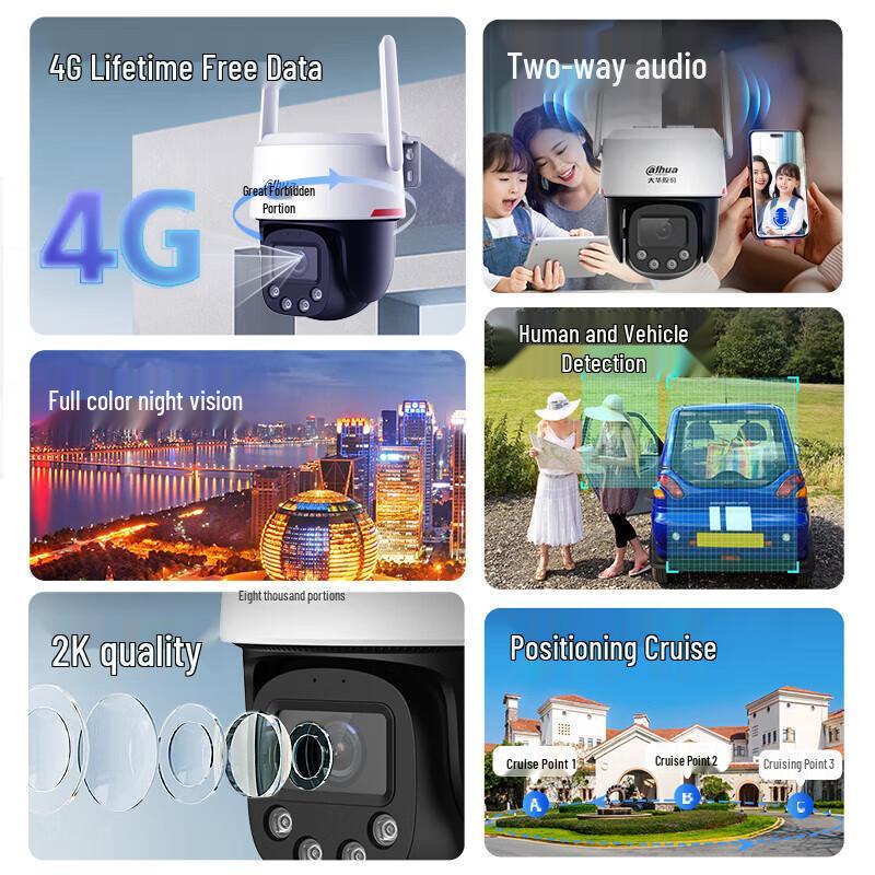 Dahua 3MP Wireless 4G PTZ Full-Color Night Vision Security Camera