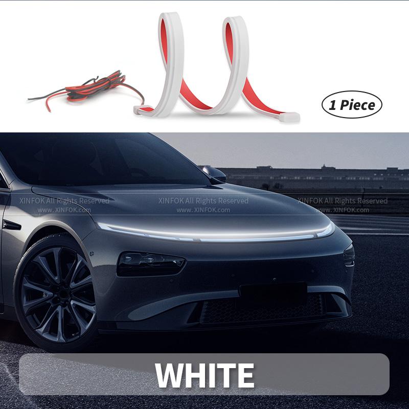 

XINFOK светодиодные фары на капот автомобиля, универсальные автомобильные декоративные атмосферные лампы, окружающее освещение для автомобиля, дневные ходовые огни DRL 200cm (78 inch) белый