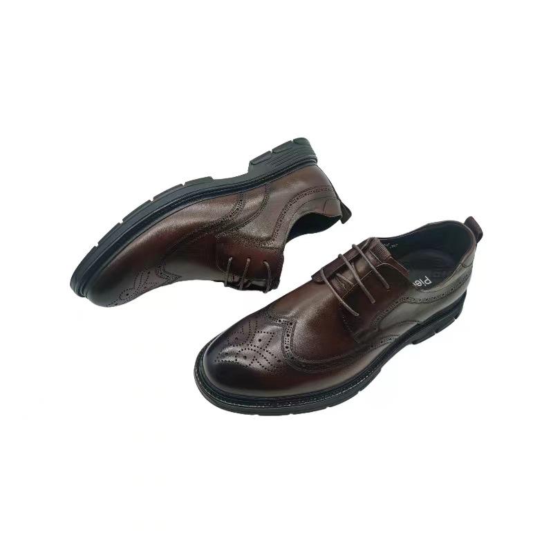 Leather Men'S Leather Shoes Brown Lace-Up Men'S Shoes Brock Business Shoes 19709-8