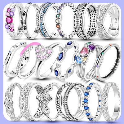 New 925 Silver Rings Zircon Sparkling CZ Rings Rings For Women Original Wedding Fine Jewelry Accessories Gifts