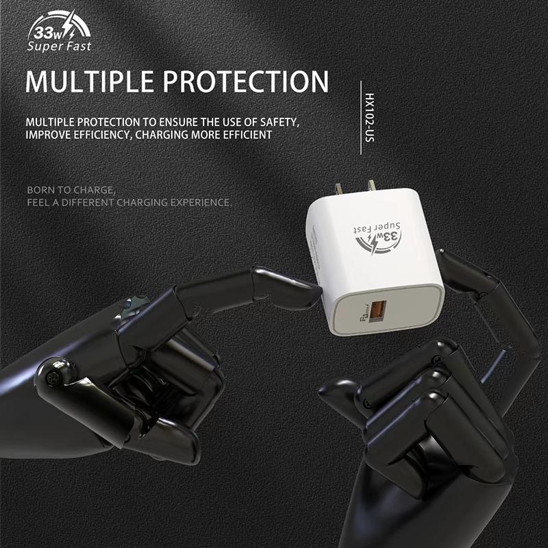 33W Usb Phone Charger Pd Fast Charging Power Adapter For Iphone For Ipad For Samsung Huawei Xiaomi Tablet Wall Eu/Us/Uk Plug