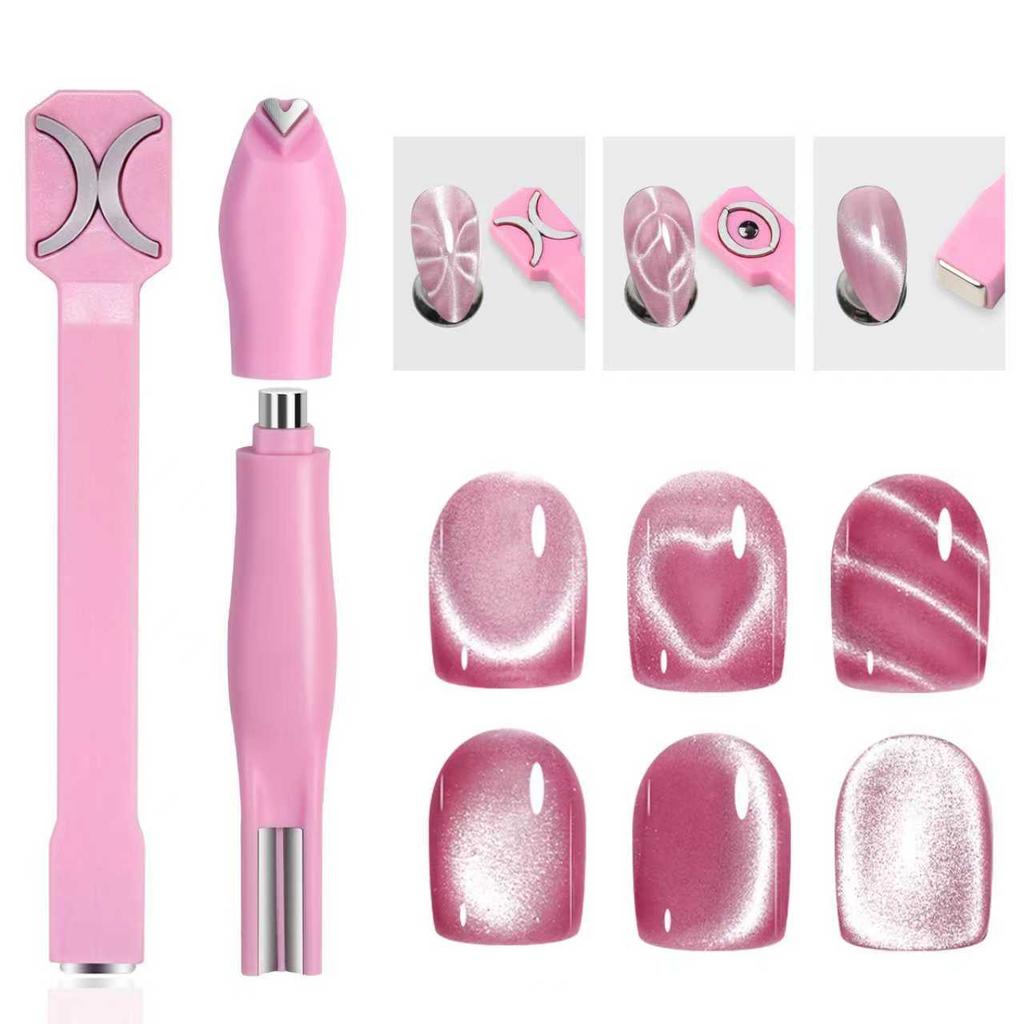 3 in 1 Cat Eye Effect Double 3D Love Heart Nail Magnet Line Moon Snake Pattern French Nail UV Attraction Magnetic Stick Manicure