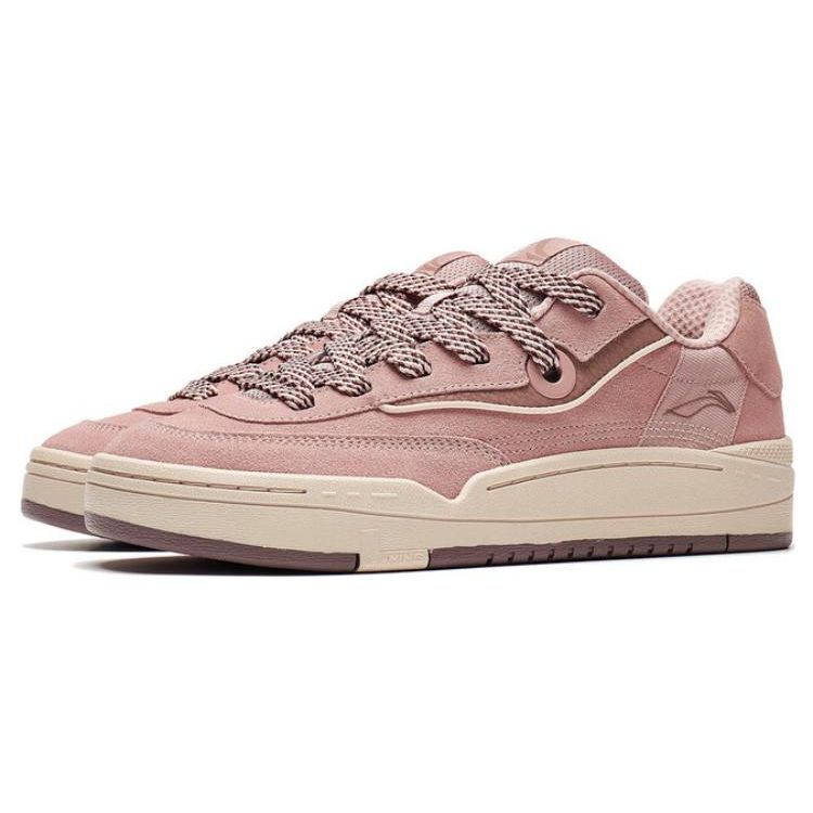 Li Ning Gos 2000 Leather Professional Skateboarding Shock Absorbing Wear Resistant Low Top Skate Shoes Men Skate Shoes New-Mist-Rose-Pink AEPT001-2