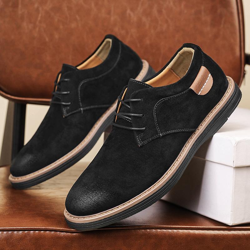 Zapatos Oxford clásicos de cuero genuino para hombres, zapatos planos, zapatos casuales de cuero de ante cómodos, mocasines, zapatos de negocios para hombre