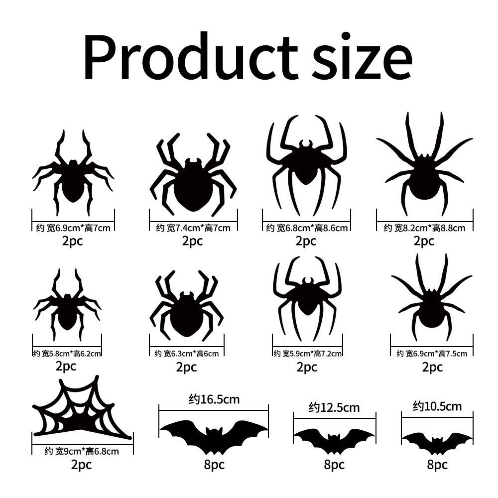 Halloween Dekorationen 3D LED Leuchtende Spinne Fledermaus Wandaufkleber Set, Leuchtet im Dunkeln für Haus Bar, 16er Pack