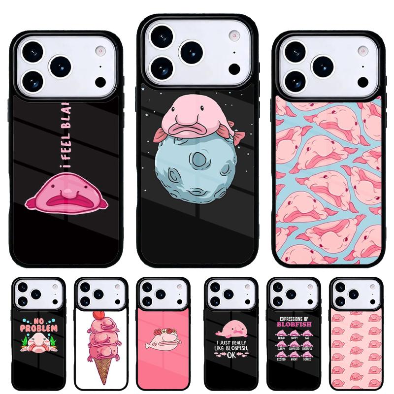 Cartoon Blobfish Phone Case for iPhone 17 16 15 14 13 Pro Max Back Cover for 12 11 Pro Coque